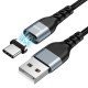 Καλώδιο σύνδεσης Hoco U96 Traveller Magnetic USB σε USB-C 3A με Μαγνητικό Αποσπώμενο Βύσμα Μεταλλικό Μαύρο 1.2m