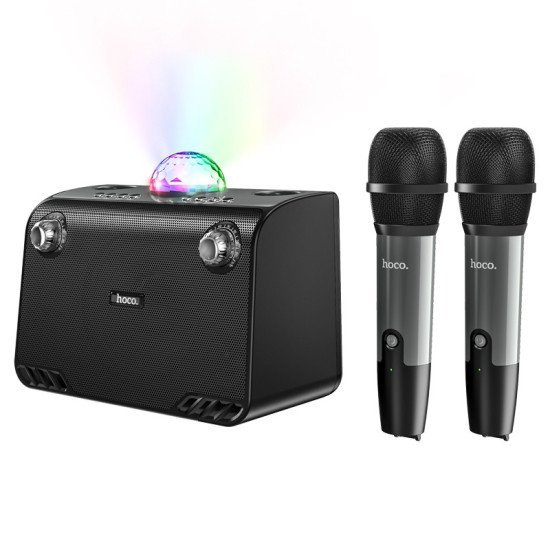 Φορητό Ηχείο Wireless Hoco BS41 Plus Karaoke  Μαύρο V5.0 20W, 4800mAh, USB & AUX θύρα, Micro SD με 2 Ασύρματα Μικρόφωνα