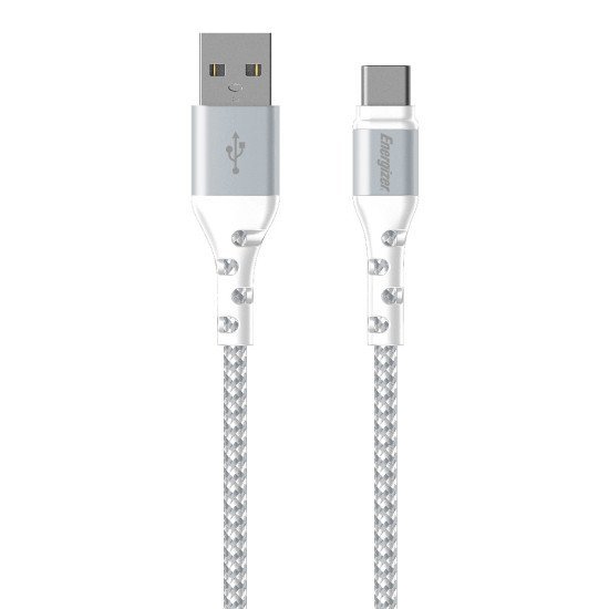 Καλώδιο σύνδεσης Energizer Metal / Braided Nylon σε USB-C 2m Λευκό