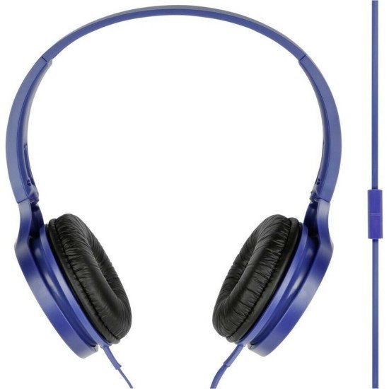 Ακουστικά Stereo Panasonic RP-HF100ME-A 3.5mm με Μικρόφωνο, δυνατότητα Αναδίπλωσης και Μηχανισμό Περιστροφής Μπλε