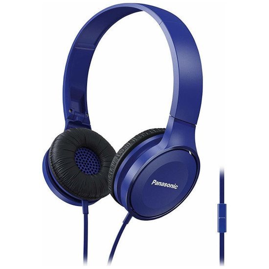 Ακουστικά Stereo Panasonic RP-HF100ME-A 3.5mm με Μικρόφωνο, δυνατότητα Αναδίπλωσης και Μηχανισμό Περιστροφής Μπλε