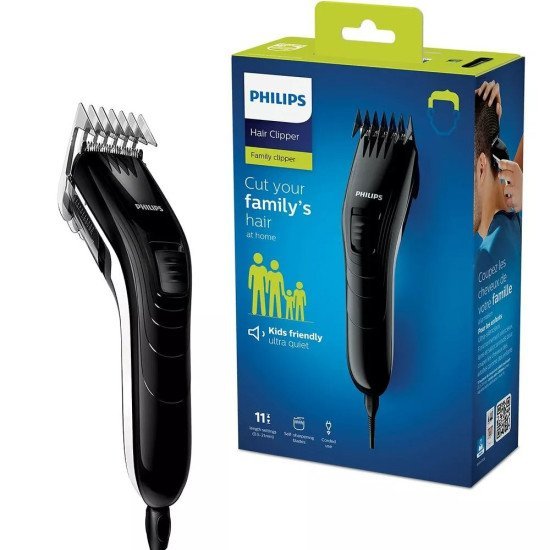 Κουρευτική Μηχανή Ρεύματος Philips Family Hair Clipper QC5115/15 Μαύρη