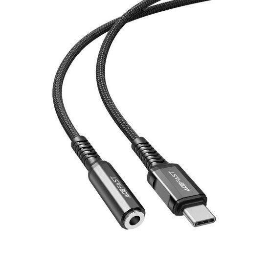 Καλώδιο σύνδεσης Acefast C1-07 USB-C σε 3.5mm Θηλυκό Braided 18εκ. Μαύρο Συμβατό με όλες τις USB-C Συσκευές