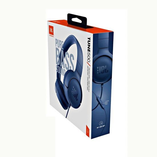 Ακουστικά Stereo On-ear JBL Tune 500 3.5mm Pure Bass Sound με Μικρόφωνο JBLT500BLU Μπλε