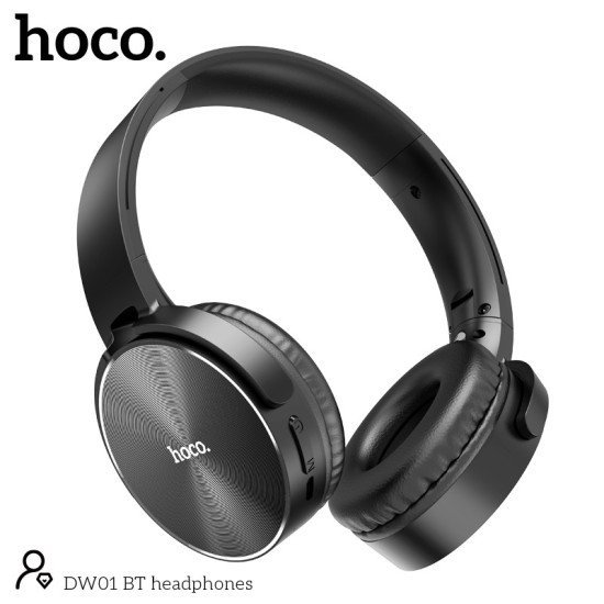 Ασύρματα Ακουστικά Stereo Hoco DW01 BT5.3 160mAh 5.3 Micro SD Μικρόφωνο και με Δυνατότητα Επέκτασης και Αναδιπλώμενα Μαύρα